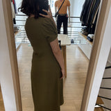 Buttoned linen-blend midi dress - Khaki - I.Code