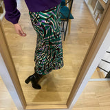 Jupe mi-longue - First - vert imprimé - SUNCOO