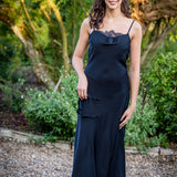 Robe petite bretelle et dentelle Carmen - Noire - SUNCOO