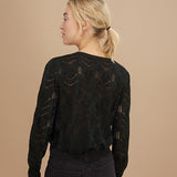 Pull col V en tricot ajouré et fils lurex - Barbery Green - I.Code