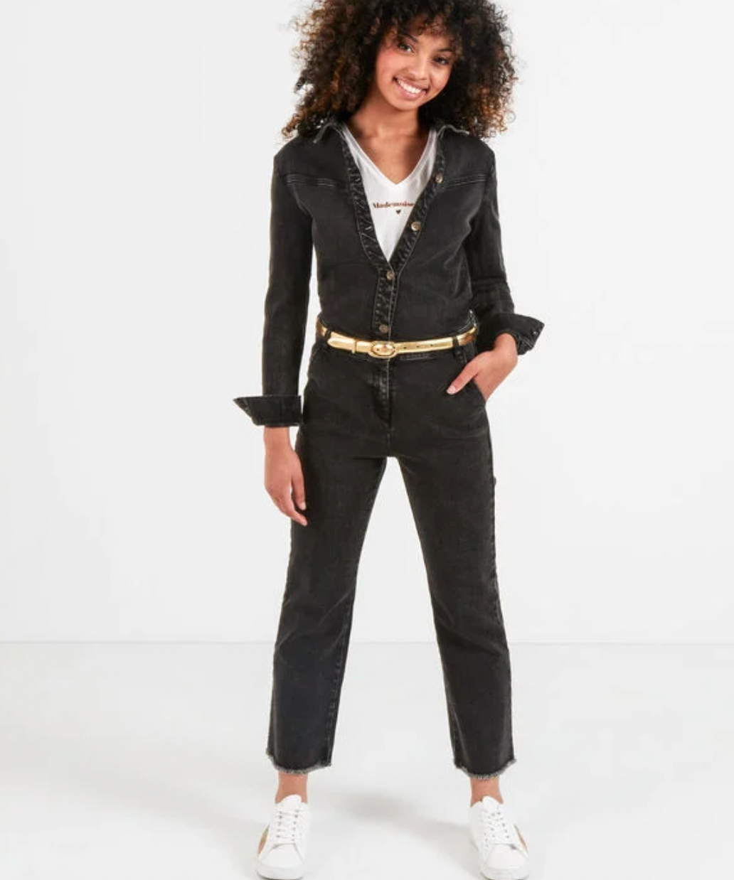 Combinaison longue en jean - Noire - I.code