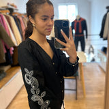 Blouse manches brodées - Noire - I.Code