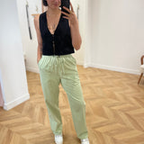 Pantalon large en coton Rhode - Menthe - GRACE & MILA