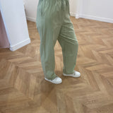 Pantalon large en coton Rhode - Menthe - GRACE & MILA