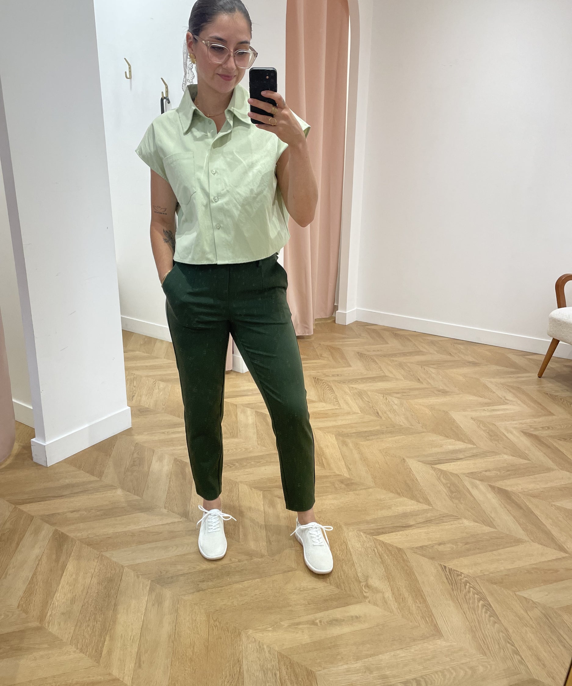 Chemise courte boxy Rise - Menthe - GRACE & MILA