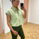 Chemise courte boxy Rise - Menthe - GRACE & MILA