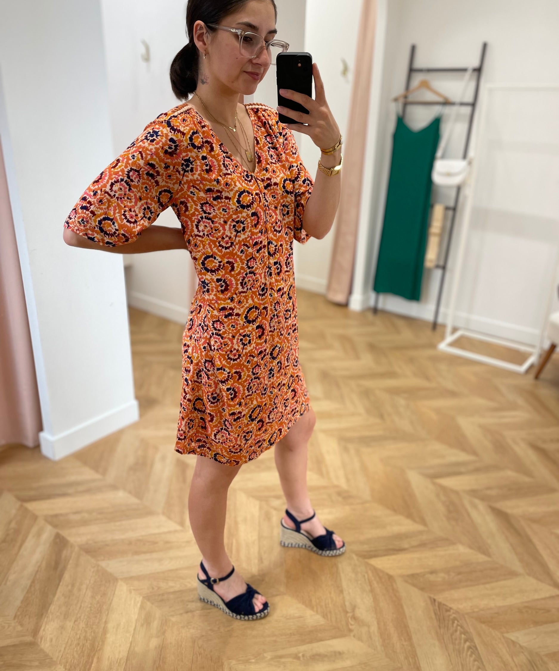 Short tie-dye print dress - Orange - LOLA ESPELETA