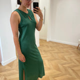 Robe longue droite avec fente - Canopée verte - LOLA ESPELETA