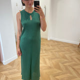 Robe longue droite avec fente - Canopée verte - LOLA ESPELETA