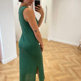 Robe longue droite avec fente - Canopée verte - LOLA ESPELETA