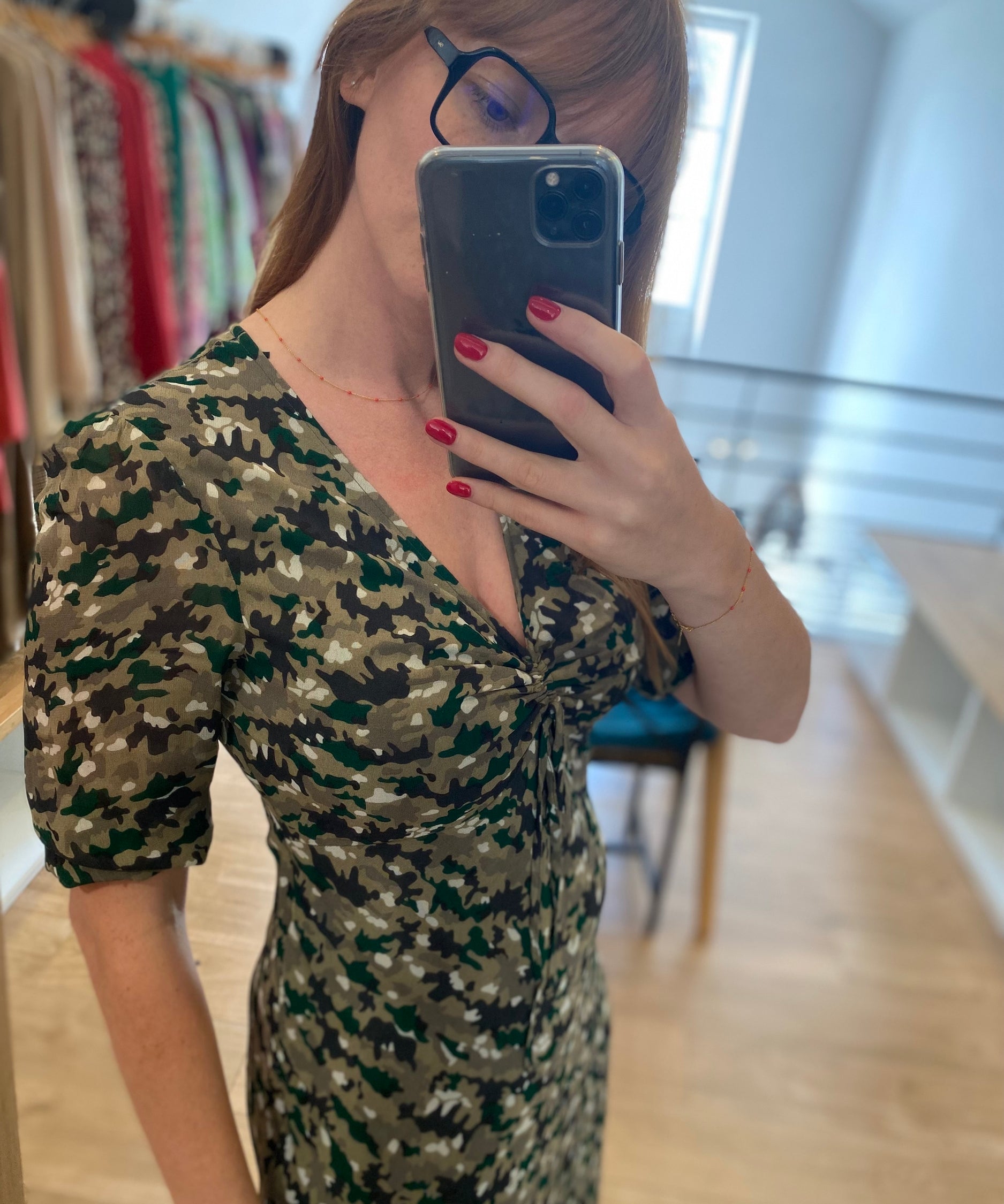 Robe longue imprimé camouflage - Kaki - IKKS