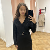 Robe ceinturée - Noire - LOLA ESPELETA