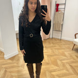 Robe ceinturée - Noire - LOLA ESPELETA