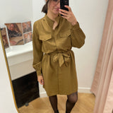 Robe chemise courte Serbia - KAKI - GRACE & MILA