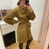 Robe chemise courte Serbia - KAKI - GRACE & MILA