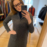 Robe chemise maille faux-uni - Noir - I.Code