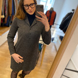 Robe chemise maille faux-uni - Noir - I.Code