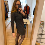 Robe chemise maille faux-uni - Noir - I.Code