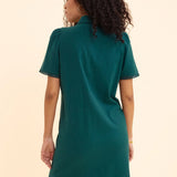 Robe chemise Jacquard fantaisie - Verte - I.Code