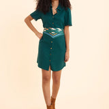 Robe chemise Jacquard fantaisie - Verte - I.Code