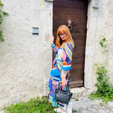 Robe chemise longue à imprimé graphique Cheryn - Multicolore - SUNCOO