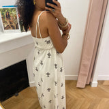 Robe longue bohème évasée à broderies Wilora - Chocolat - GRACE & MILA