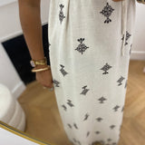 Robe longue bohème évasée à broderies Wilora - Chocolat - GRACE & MILA