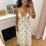 Robe longue bohème évasée à broderies Wilora - Chocolat - GRACE & MILA