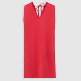 Short dress with lace collar - Coral red - IKKS WOMEN