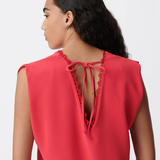Short dress with lace collar - Coral red - IKKS WOMEN