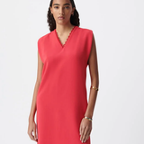 Short dress with lace collar - Coral red - IKKS WOMEN