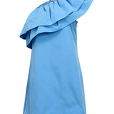 Robe courte asymétrique volantée Objmira - Bleu - OBJECT