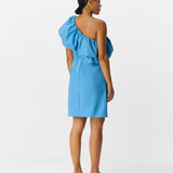 Robe courte asymétrique volantée Objmira - Bleu - OBJECT