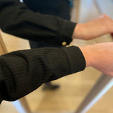 Robe courte boutonnée manches longues - Noire - I.CODE
