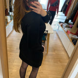 Robe courte boutonnée manches longues - Noire - I.CODE