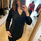 Robe courte boutonnée manches longues - Noire - I.CODE