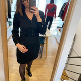 Robe courte boutonnée manches longues - Noire - I.CODE