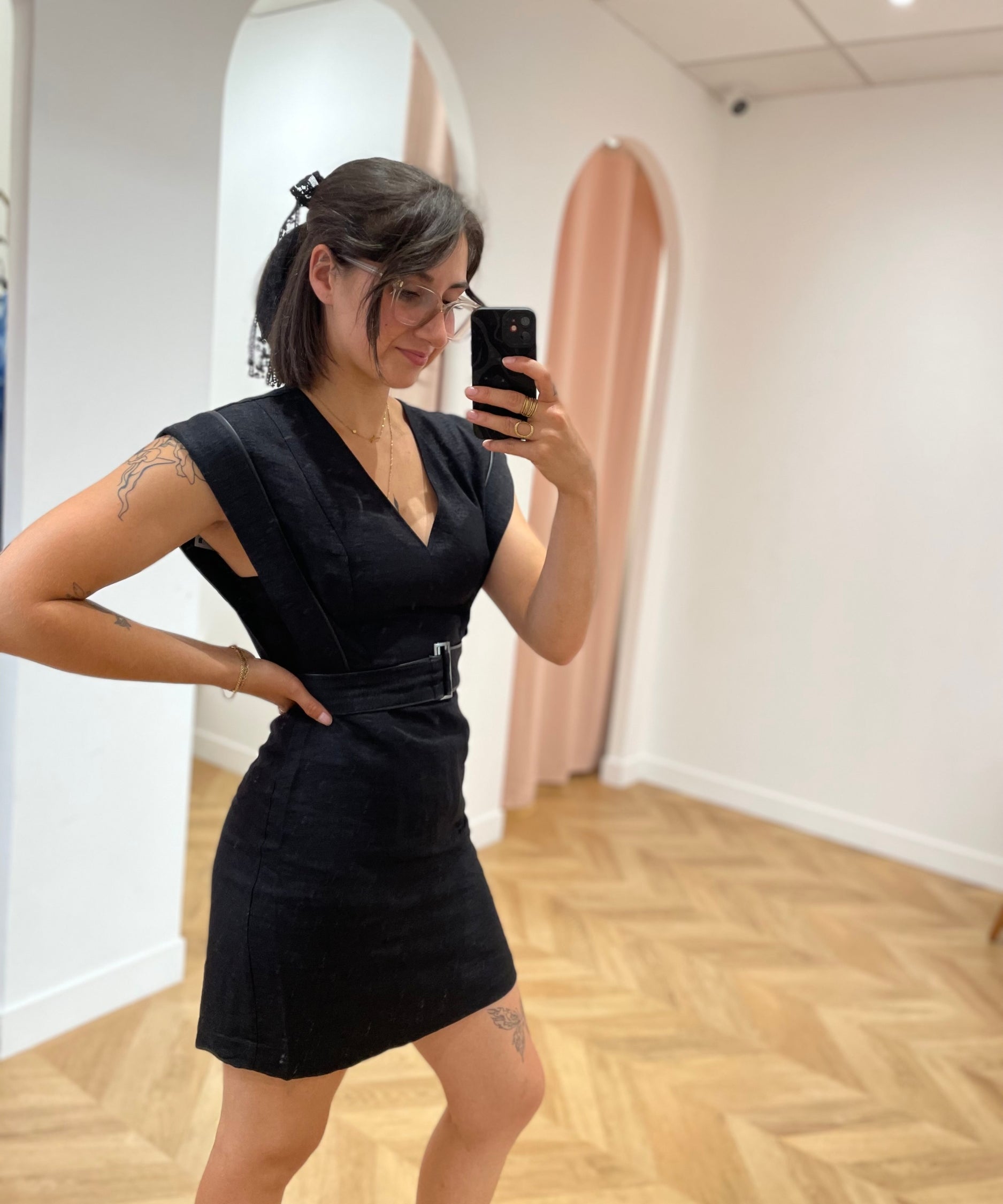 Robe courte ceinturée Vibianca - Noire - VILA