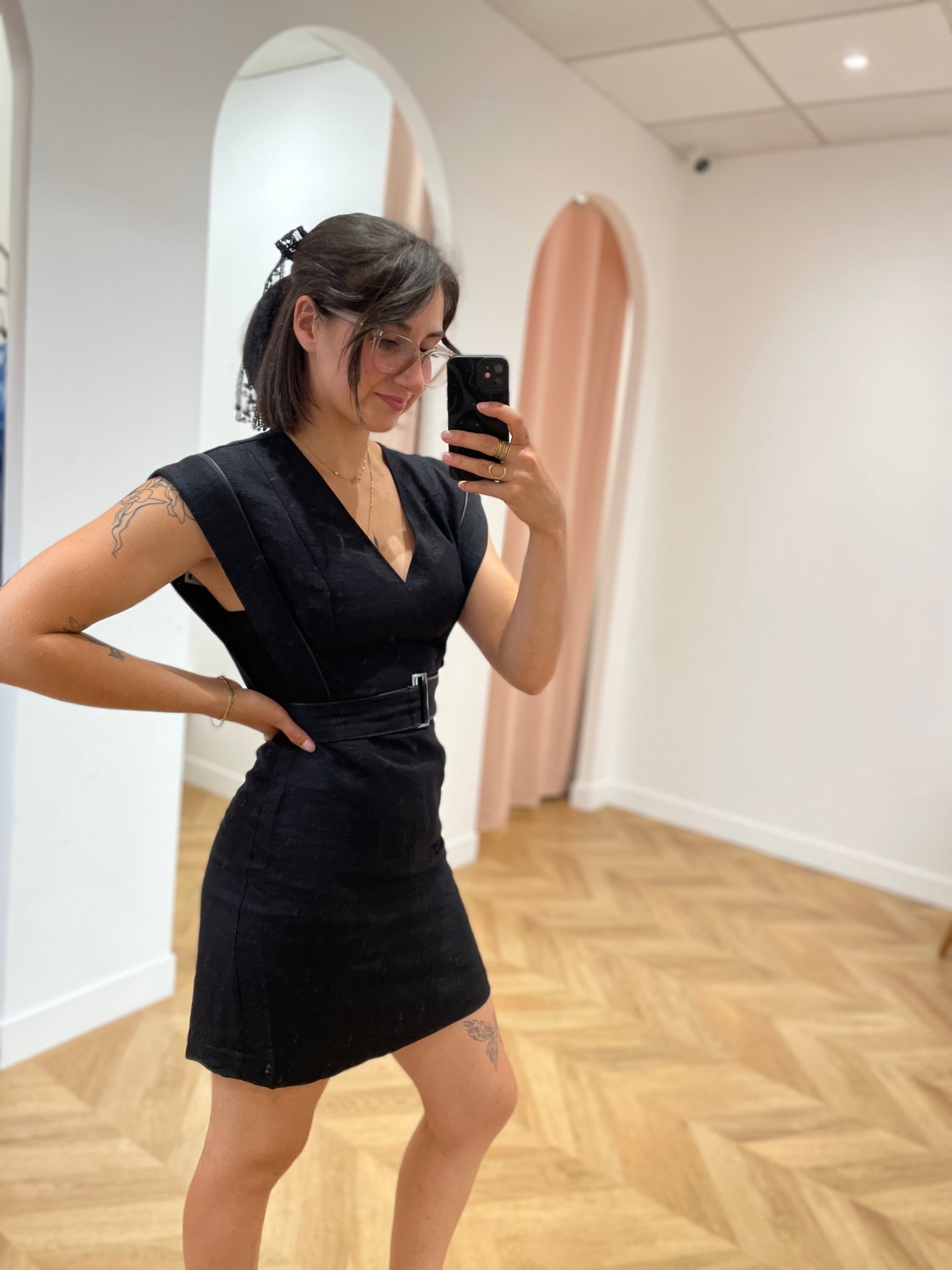 Vibianca belted mini dress - Black - VILA - WOMEN'S Clothing/Dresses