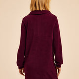 Robe courte col zippée en velours - Bordeaux - I.CODE