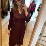 Robe courte portefeuille satinée Cipri - Prune - SUNCOO
