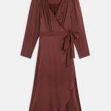 Robe courte portefeuille satinée Cipri - Prune - SUNCOO