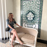 Robe courte en crêpe imprimé fleurs - Kaki clair - IKKS