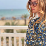 Robe courte en crêpe imprimé fleurs - Kaki clair - IKKS