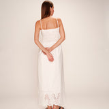 Robe longue bustier bas brodé Rosebella - Blanche - GRACE & MILA