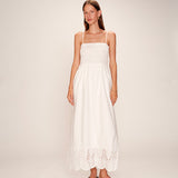 Robe longue bustier bas brodé Rosebella - Blanche - GRACE & MILA