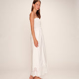 Robe longue bustier bas brodé Rosebella - Blanche - GRACE & MILA