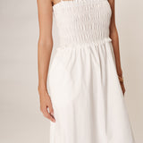Robe longue bustier bas brodé Rosebella - Blanche - GRACE & MILA