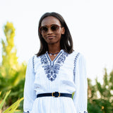 Pepita Embroidered Collar Long Dress - White - C'EST BEAU LA VIE
