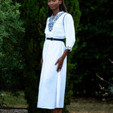 Pepita Embroidered Collar Long Dress - White - C'EST BEAU LA VIE